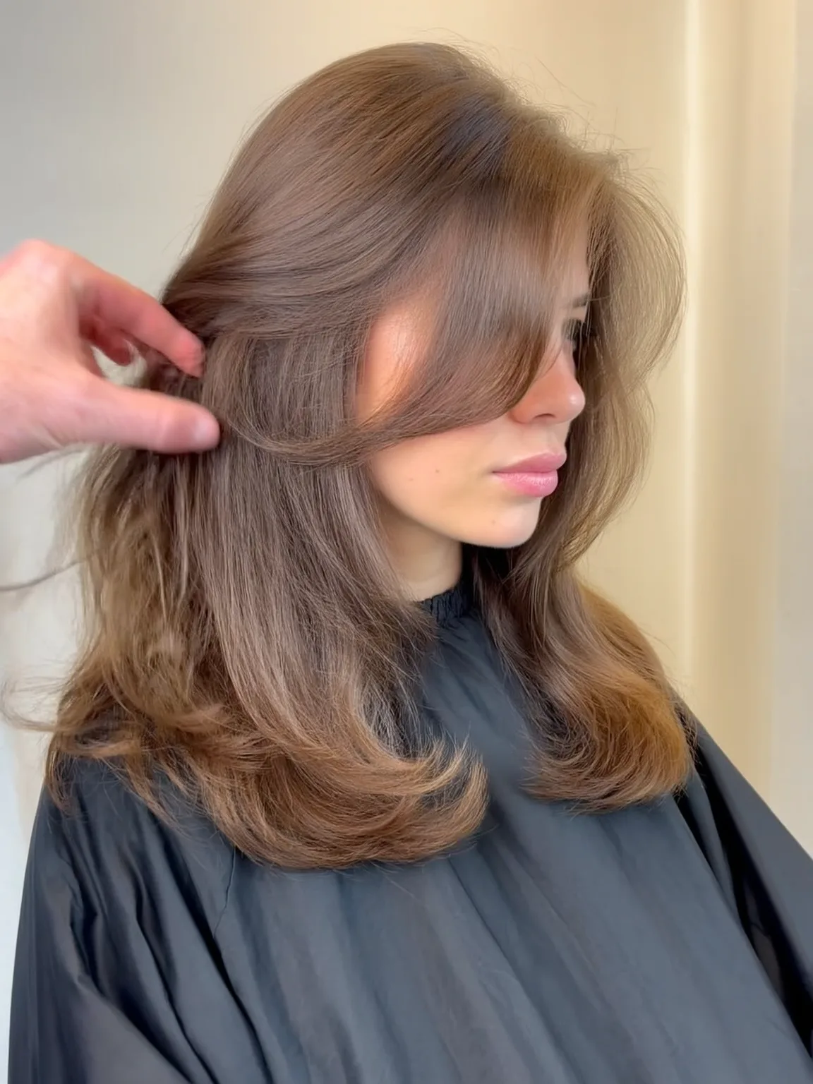 Medium Long Layers with Warm Caramel Brown Sheen
